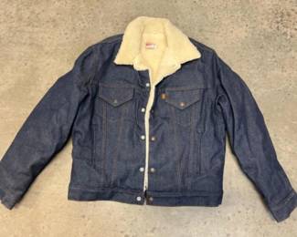 VTG Levi's Mens Sherpa Lined Denim Trucker Jacket - Orange Tag Sz 46