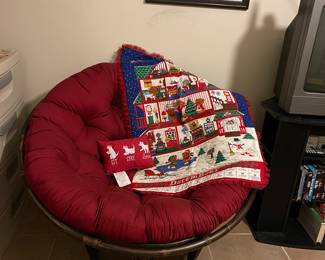 Papasan chair 2 or 2.  And that adorable DecemBEAR calendar.