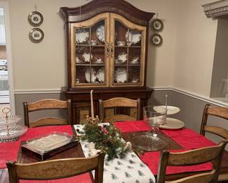 GORGEOUS! Dining room set - china cabinet, dining table (with leaves still in original box), 6 chairs (one with arms).  This set is in EXCELLENT condition.