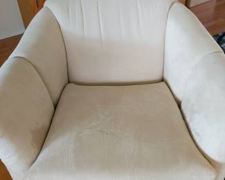 Pair of 2 Swivel Off-white microsuede chairs