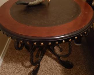 Wood with metal base side table