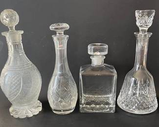 Group Of Four Vintage Glass Decanters