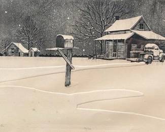 Unknown Artist, Old Fashioned Winter, Etching, Edition: 72/150, 20th Century