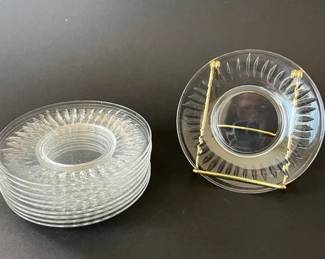 Set Of 10 Cut Crystal Bread Plates