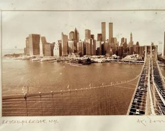 Vintage Photography Of New York City Skyline With Twin Towers: Akidoni, Brooklyn Bridge