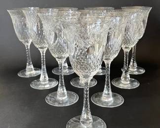 Set Of 10 Hawkes Talisman Hand Cut Crystal Water Goblets, C. 1940s