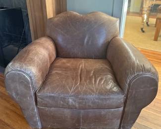 Brown Leather Arm Chair, Probably Vintage Ralph Lauren