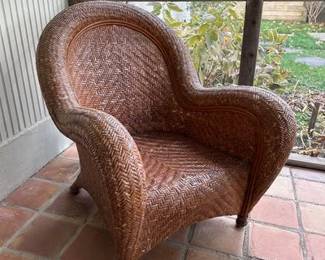 Rattan Armchair With Bamboo Accents