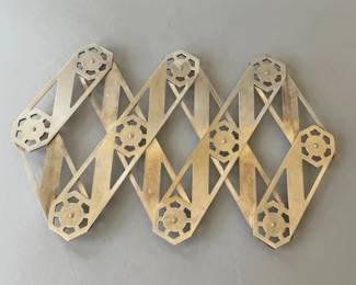 Midcentury Expandable Accordian Silvertone Trivet, Circa 1950