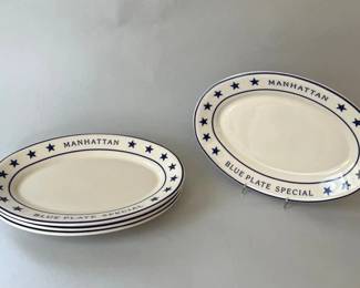 4 Fishes Eddy Manhattan Blue Plate Special Oval Dishes