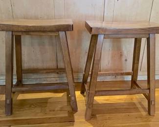 Pair Of Saddle Seat Wood Stools
