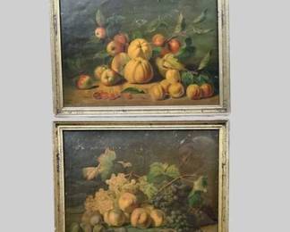 Pair Photo Reproductions Of Jacques Delanoy, 1883 Still Lives Of Fruit