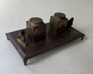 Brass Desk Ink Well Set
