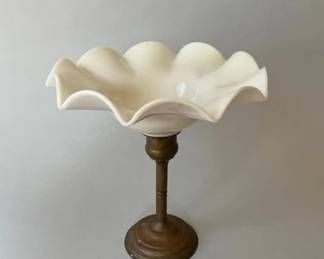 White Glass Bowl Mounted On A Stand