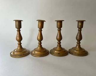 Set Of Four Vintage Brass Candlesticks