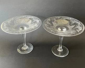 Pair Of Hawkes Talisman Hand Cut Crystal Compotes Or Tazzas, C. 1940s