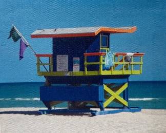 Unknown Artists, Life Guard Tower, Acrylic On Canvas