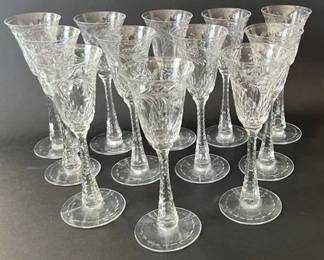 Set Of 12 Hawkes Talisman Hand Cut Crystal Cordial Glasses, C. 1940s