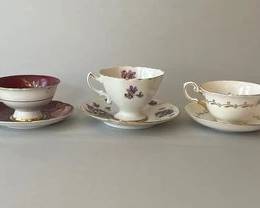 Group Of 5 Vintage Teacups With Matching Saucers Collection