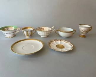Group Of Mismatched Vintage Porcelain Cups And Saucers