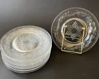Set Of 12 Hawkes Talisman Hand Cut Crystal Salad Or Dessert Plates, C. 1940s