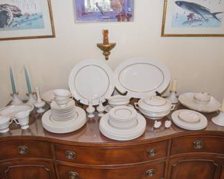 Lenox China Cretan Pattern (24kt) gold trim.  12 Place settings- 5 pc. ea.  All priced by the ea.  Approximately 64 pcs. total
