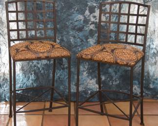 Iron and Leather Bar Stools (43"h x 18"w x 16.5"d):  $200.00 pair