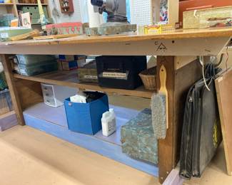 Seamstress , artist & "worker bee" table.  It has 2 shelves, comes apart to move (39"h x 8'w x 4'd):  $120.00
