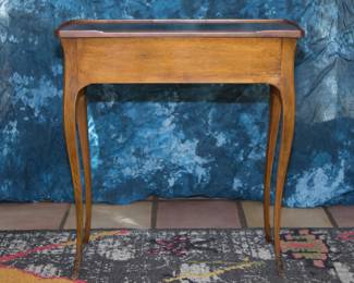  Antique French 19th Century Mahogany wood game table with leather top.  Ornate brass feature on feet (27"h x 24.5"w x 10"d):  $220.00