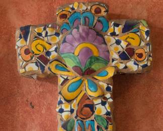 Terra Cotta Mosaic Cross:  $38.00