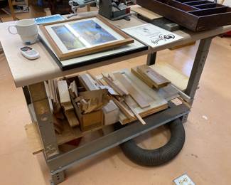 Industrial work bench (35"h x 49.5"h x27"d):  $120.00