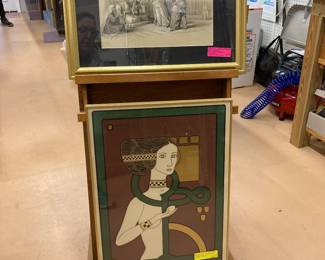 Top:  "The Ghawazes" Dancing Girls Of Cairo (ast is a page out of the: Holy Land journal by ~David Roberts:  $32.00.  Bottom Framed Art:  David Lance Gaines New Years Poster 1977:  $220.00