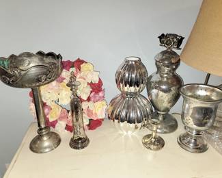 Mercury glass styled vessels