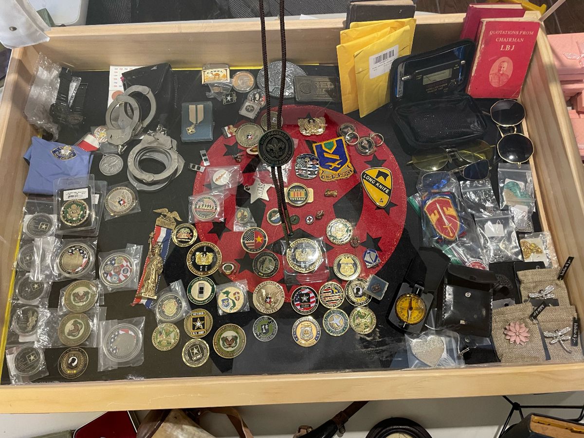 Medals, coins, patches, police handcuffs and so many awards