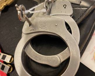 Vintage Smith & Wesson Handcuffs, key & carry case