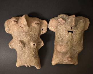 Mexican, Pre-Columbian, Terracotta Quimbaya Male And Female Idol Or Ritual Amulet