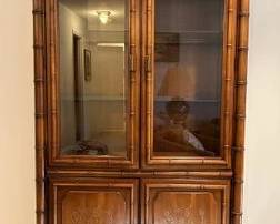 Chinese Chippendale Style Cabinet With Faux Baboo And Foliate Painted Decoration By Dixie
