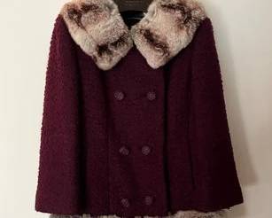 Wool And Fur Trim Jacket Double Breasted Circa 1920
