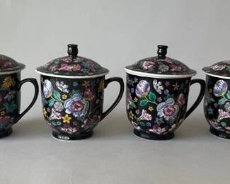Set Of Four Chinese Covered Mugs
