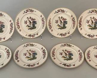 Set Of 7 Chinese Style Porcelain Plates, Audubon By Lambrian Ivory, America

