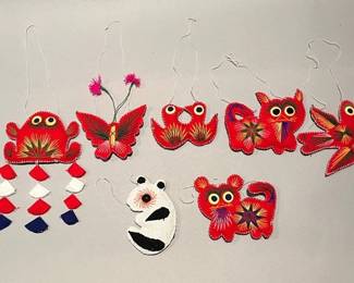 7 Chinese Felt Embroidered Ornaments
