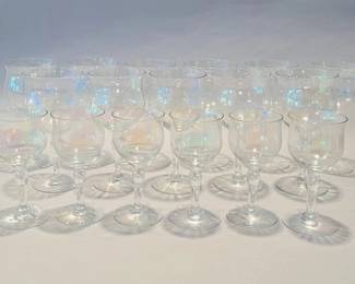 Opalescent Water And Wine Glasses, Mid 20th Century
