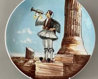 Hand Painted Plate From Athens Greece
