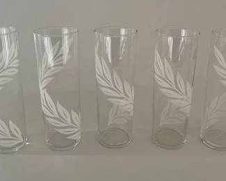Set Of 5 Bar Glasses With Fern Leaf Design
