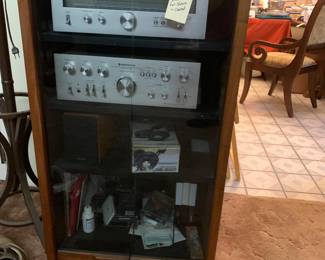 Kenwood Amp and Tuner in cabinet