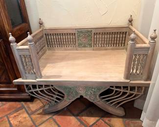 Vintage carved wood Howdah elephant saddle 