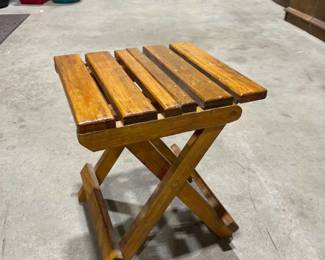 Wooden collapsible stool 15 x 13 x 13 in and tv tray