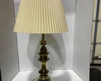 Vintage brass table lamp and shade 32 in tall