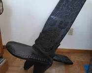 RARE ANTIQUE SOLID WOOD HAND CARVED AFRICAN PALAVER CHAIR