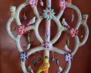 Huge Aurelio Flores Mexico Tree of Life Art Pottery Candelabra Sculpture